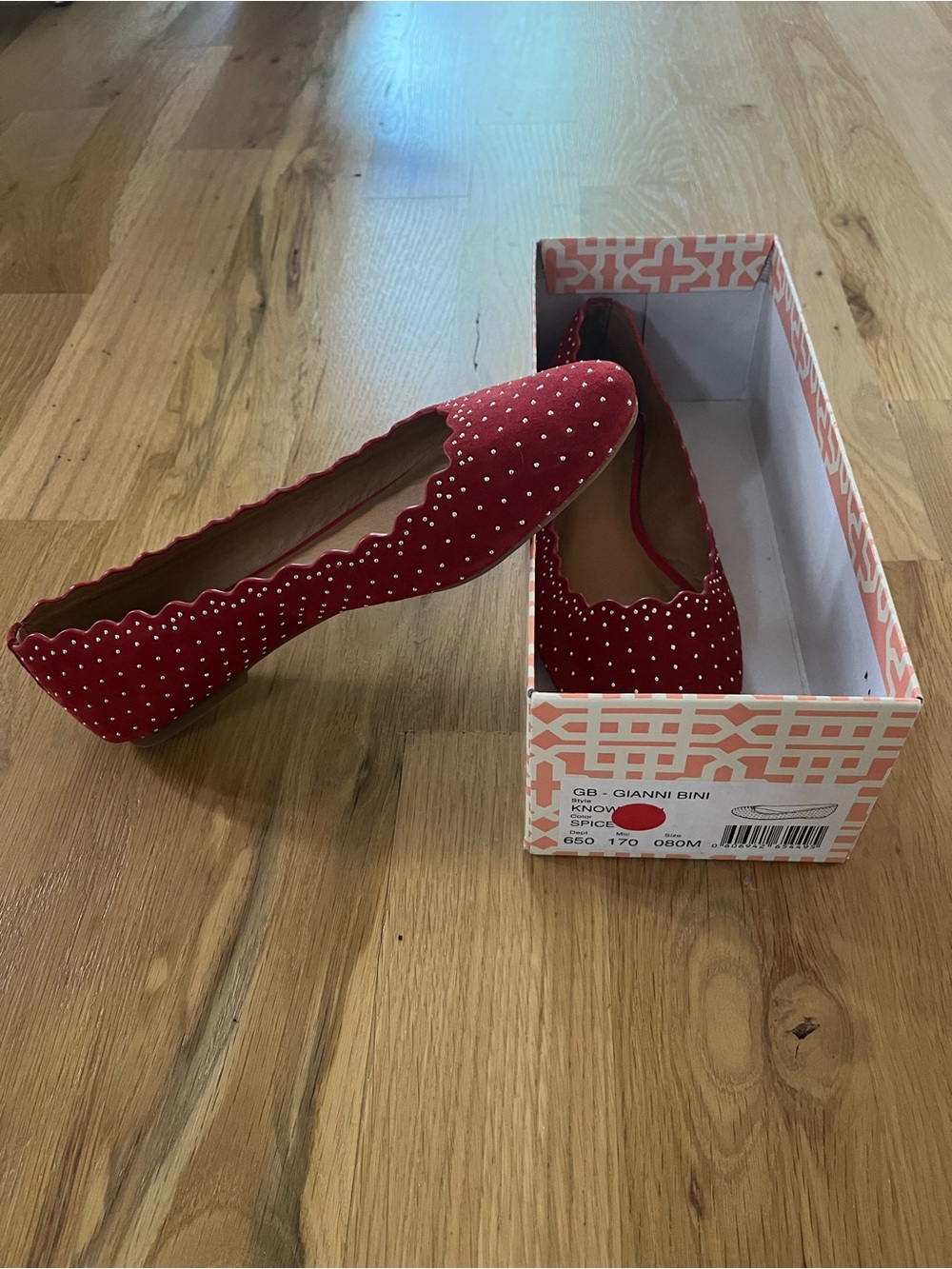 Gianni Bini Red Polka Dot Scalloped Edge Flats